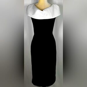 SF Nights by Anita Kantor Vintage Chic One-Shoulder Black and White Dress Size 6